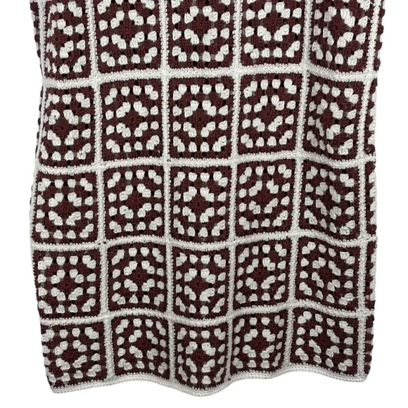 MARINE LAYER CELESTE HANDMADE CROCHET GRANNY SQUARE RETRO 70S UNLINED MINI DRESS - Picture 7 of 15